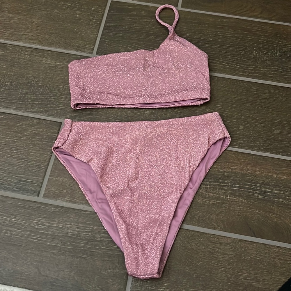 Lulus one shoulder sparkle swimsuit